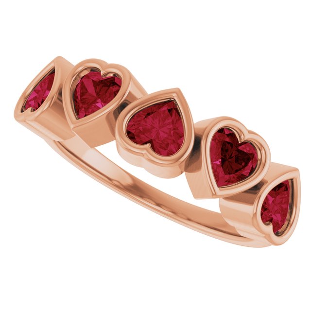 Heart Mozambique Garnet Stackable Ring in Gold and Platinum