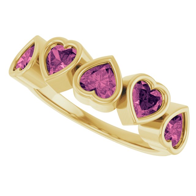 Heart Pink Tourmaline Stackable Ring in Gold and Platinum