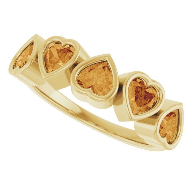 Heart Citrine Stackable Ring in Gold and Platinum