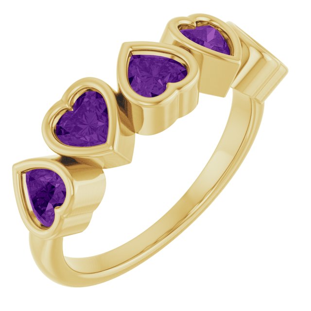Heart Amethyst Stackable Ring in Gold and Platinum