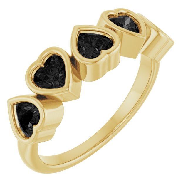 Heart Black Onyx Stackable Ring in Gold and Platinum