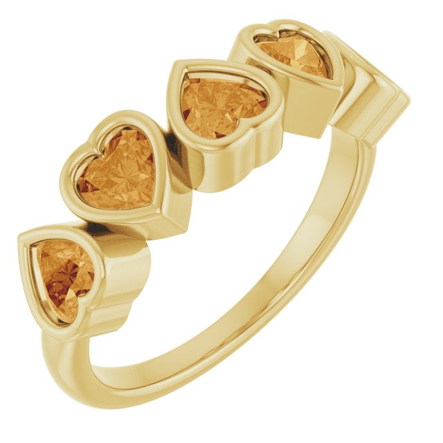 Heart Citrine Stackable Ring in Gold and Platinum