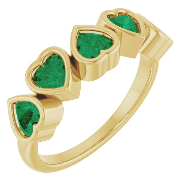 Heart Lab-Grown Emerald Stackable Ring in Gold and Platinum