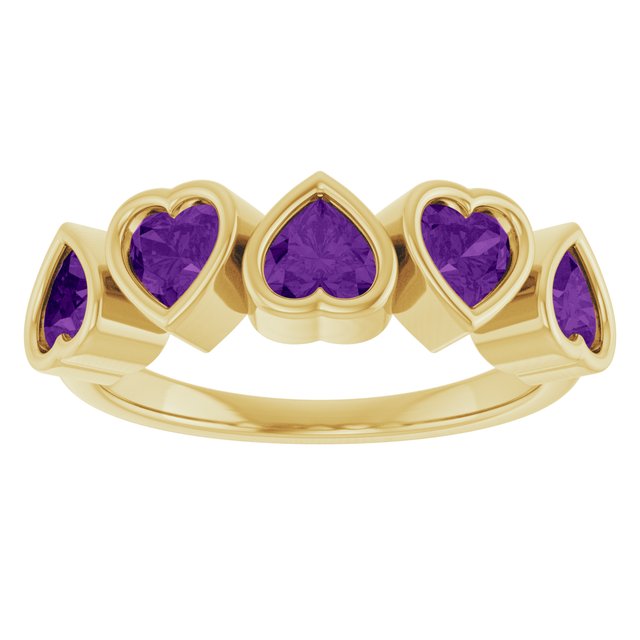 Heart Amethyst Stackable Ring in Gold and Platinum