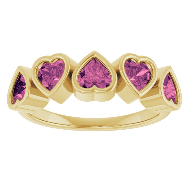Heart Pink Tourmaline Stackable Ring in Gold and Platinum