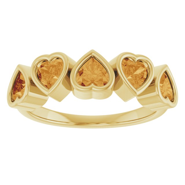 Heart Citrine Stackable Ring in Gold and Platinum