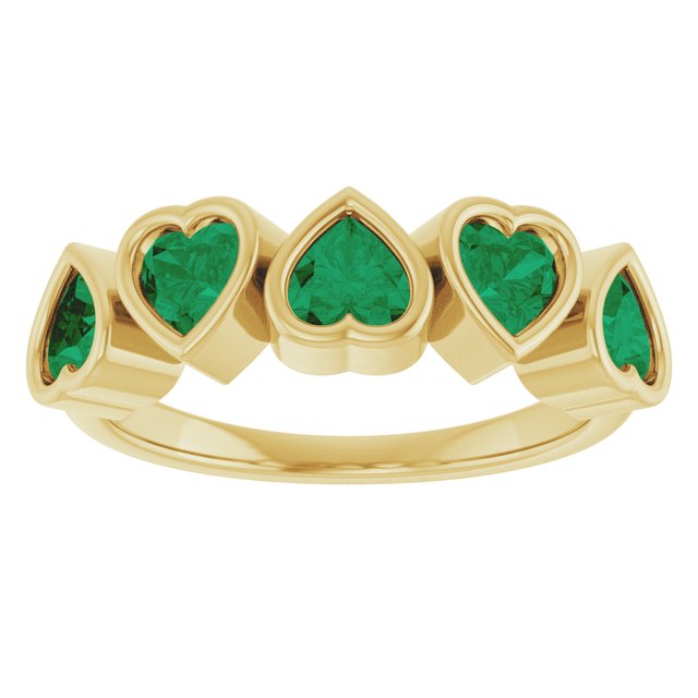 Heart Lab-Grown Emerald Stackable Ring in Gold and Platinum