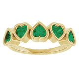 Heart Lab-Grown Emerald Stackable Ring in Gold and Platinum