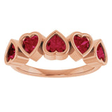 Heart Mozambique Garnet Stackable Ring in Gold and Platinum