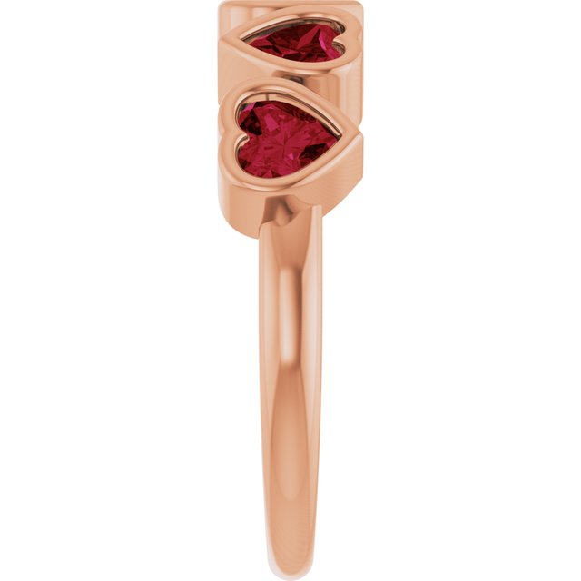 Heart Mozambique Garnet Stackable Ring in Gold and Platinum