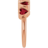 Heart Mozambique Garnet Stackable Ring in Gold and Platinum