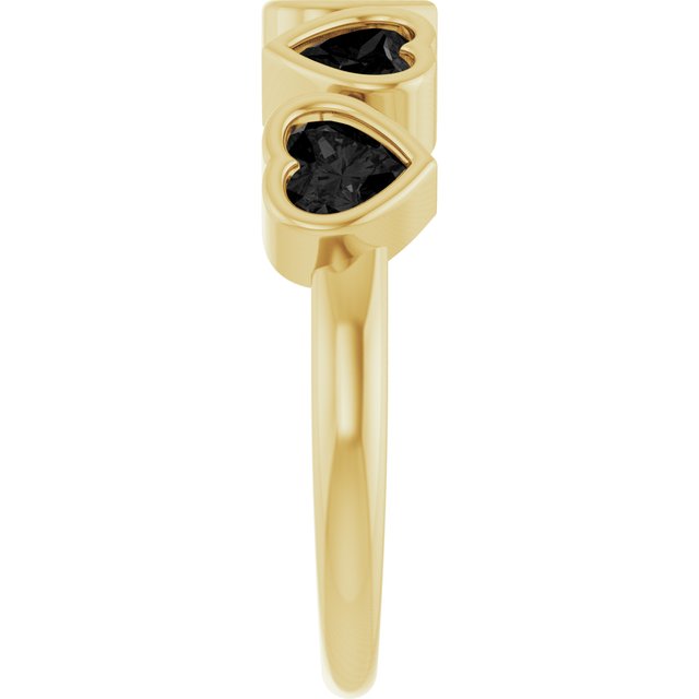 Heart Black Onyx Stackable Ring in Gold and Platinum