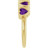 Heart Amethyst Stackable Ring in Gold and Platinum