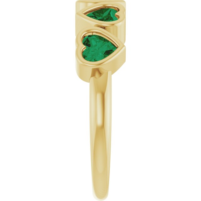 Heart Lab-Grown Emerald Stackable Ring in Gold and Platinum