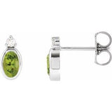Peridot & Diamond Oval Bezel-Set Stud Earrings in Gold and Platinum