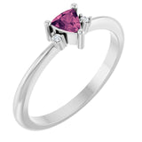 Trillion Pink Tourmaline & Diamond Accented Ring in White Gold
