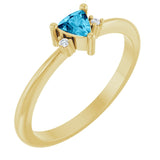 Trillion Aquamarine & Diamond Accented Ring in Yellow Gold