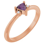 Trillion Lab-Grown Alexandrite & Diamond Ring in Rose Gold