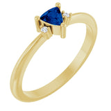 Trillion Blue Sapphire & Diamond Accented Ring in Yellow Gold