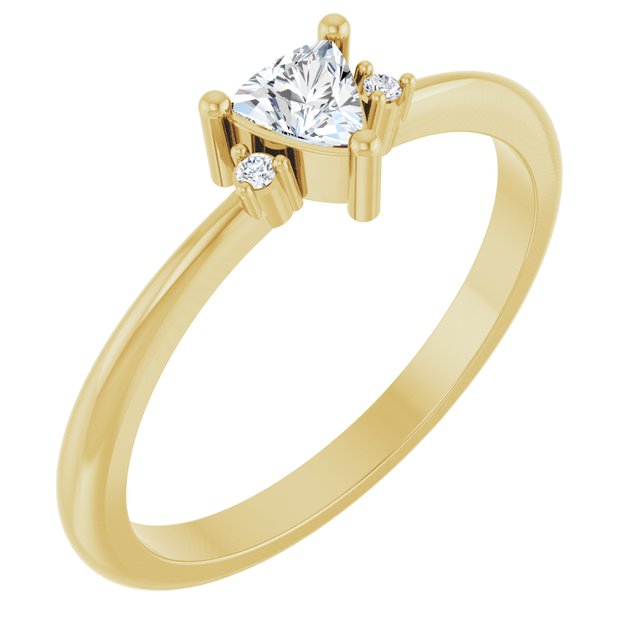 Trillion White Sapphire & Diamond Accented Ring in Yellow Gold