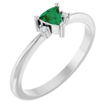 Trillion Emerald Accented Ring with Diamond Accents in White Gold