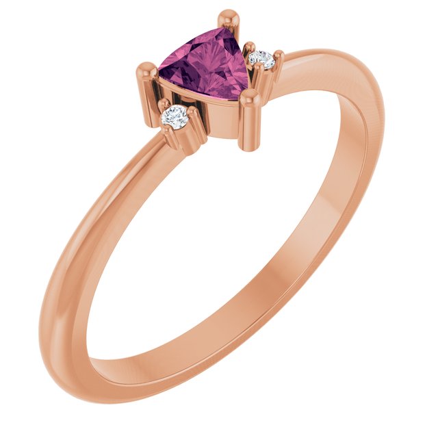 Trillion Pink Tourmaline & Diamond Accented Ring in Rose Gold