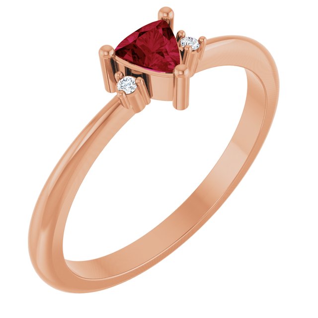 Trillion Lab-Grown Ruby & Diamond Accented Ring in Rose Gold