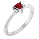 Trillion Ruby Accented Ring with Diamond Accents in White Gold
