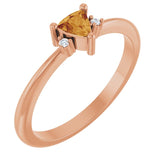 Trillion Citrine Accented Ring with Diamond Accents in Rose Gold