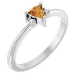 Trillion Citrine & Diamond Accented Ring in Gold and Platinum