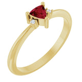 Trillion Lab-Grown Ruby & Diamond Accented Ring in Yellow Gold