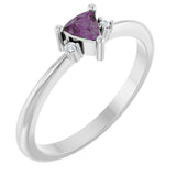 Trillion Lab-Grown Alexandrite & Diamond Accented Ring in Platinum