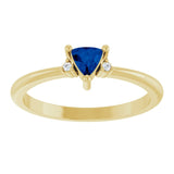 Trillion Blue Sapphire & Diamond Accented Ring in Yellow Gold