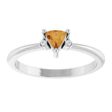 Trillion Citrine & Diamond Accented Ring in Gold and Platinum
