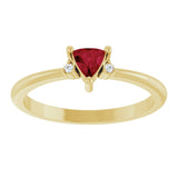 Trillion Lab-Grown Ruby & Diamond Accented Ring in Yellow Gold