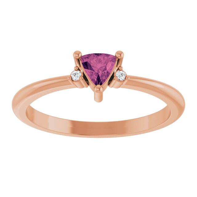 Trillion Pink Tourmaline & Diamond Accented Ring in Rose Gold