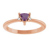 Trillion Lab-Grown Alexandrite & Diamond Ring in Rose Gold