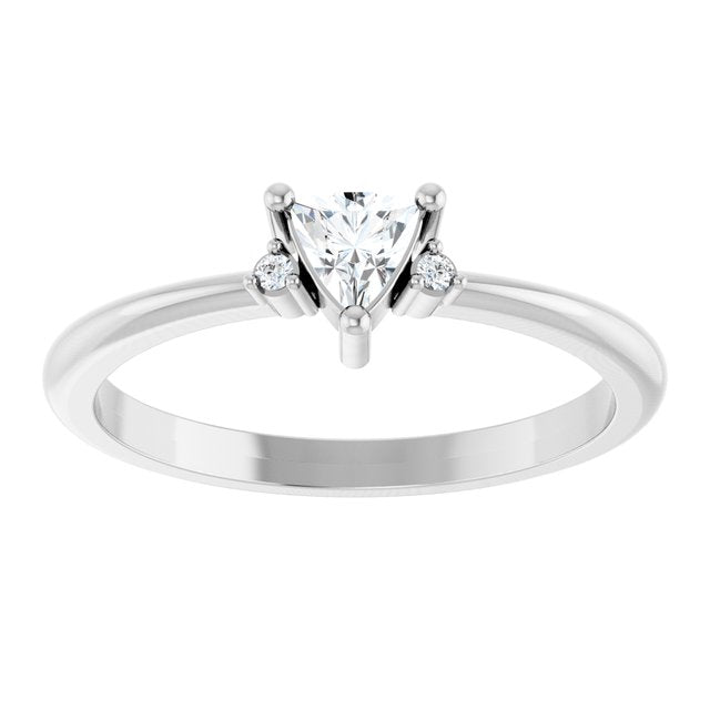 Trillion White Sapphire Accented Ring with Diamond Accents in Platinum
