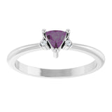 Trillion Lab-Grown Alexandrite & Diamond Accented Ring in Platinum