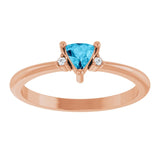 Trillion Aquamarine & Diamond Accented Ring in Rose Gold | 4x4x4mm