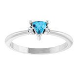 Trillion Aquamarine Accented Ring with Diamond Accents in Platinum