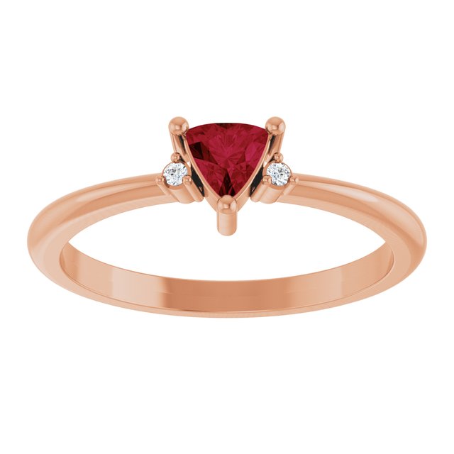 Trillion Lab-Grown Ruby & Diamond Accented Ring in Rose Gold