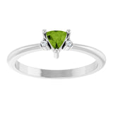 Trillion Peridot Accented Ring with Diamond Accents in Platinum