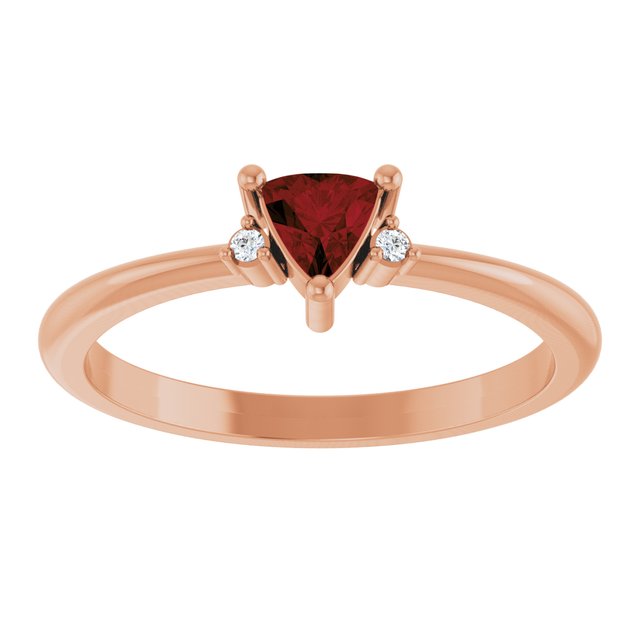 Trillion Mozambique Garnet & Diamond Accented Ring in Rose Gold