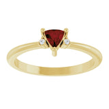 Trillion Mozambique Garnet & Diamond Accented Ring in Yellow Gold