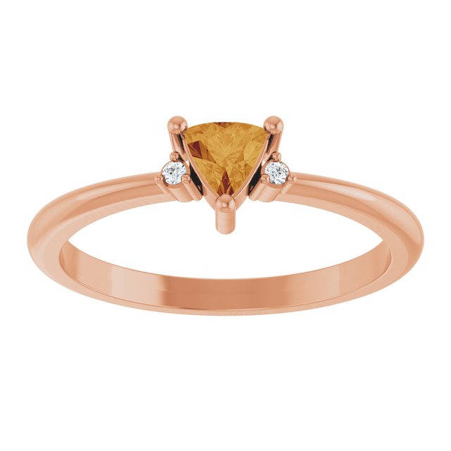 Trillion Citrine Accented Ring with Diamond Accents in Rose Gold