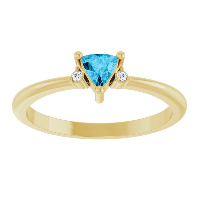 Trillion Aquamarine & Diamond Accented Ring in Yellow Gold