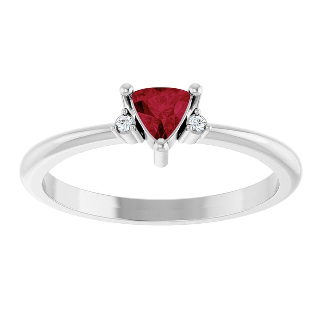 Trillion Lab-Grown Ruby & Diamond Ring in Gold and Platinum