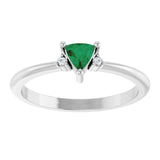 Trillion Lab-Grown Emerald & Diamond Ring in Gold and Platinum