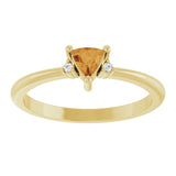Trillion Citrine Accented Ring with Diamond Accents in Yellow Gold